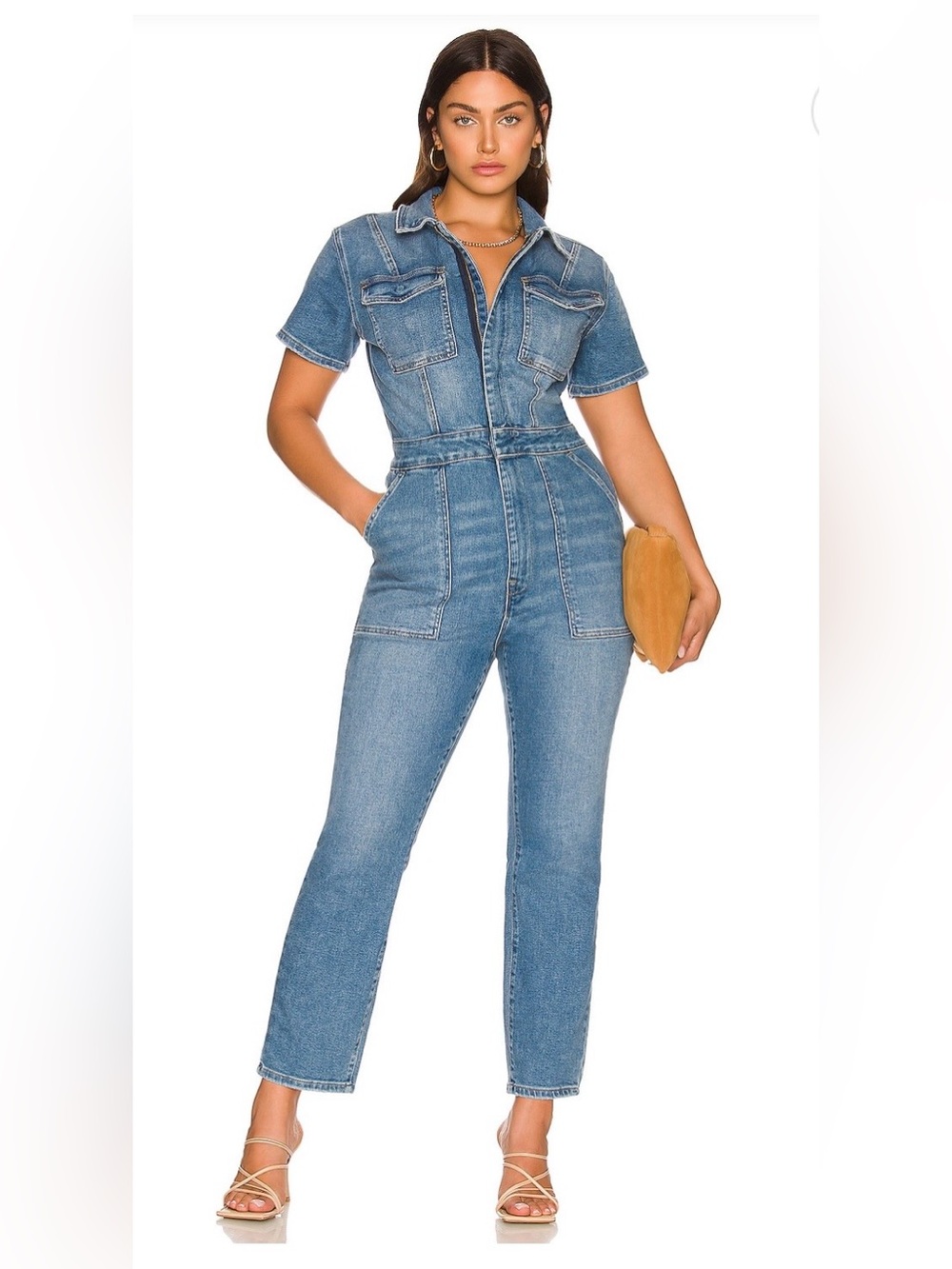 Good American Light Blue Denim Jumpsuit